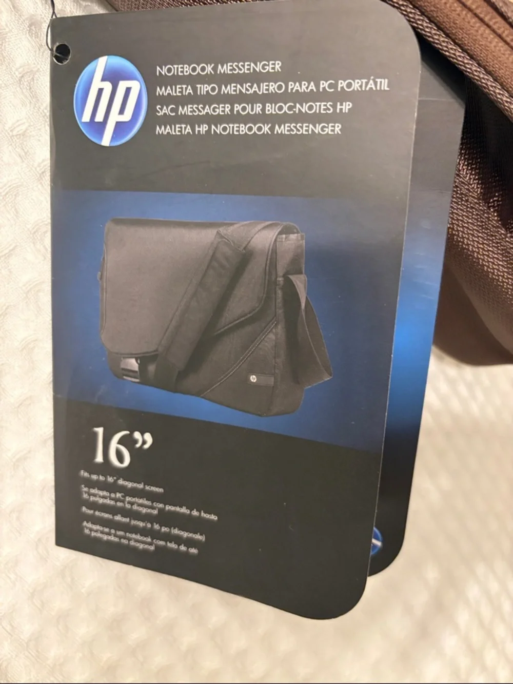 HP Brown Nylon Messenger Bag with Adjustable Strap